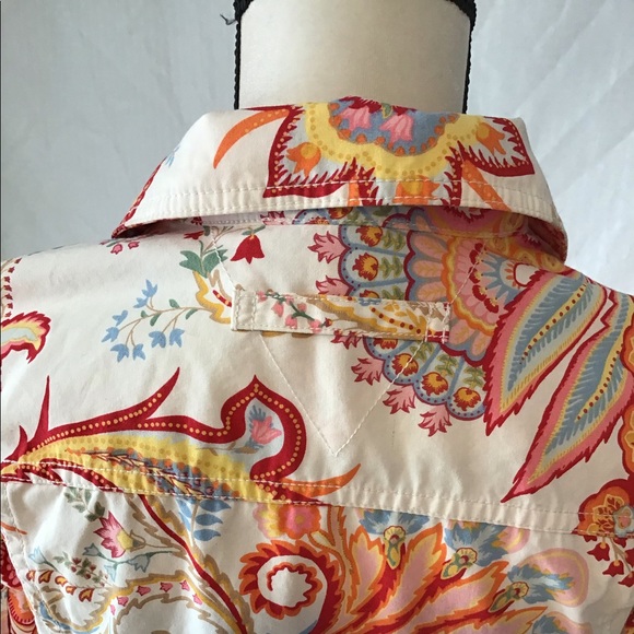 Tommy Hilfiger Bright Paisley White Denim Jacket Sz PM - Picture 6 of 8